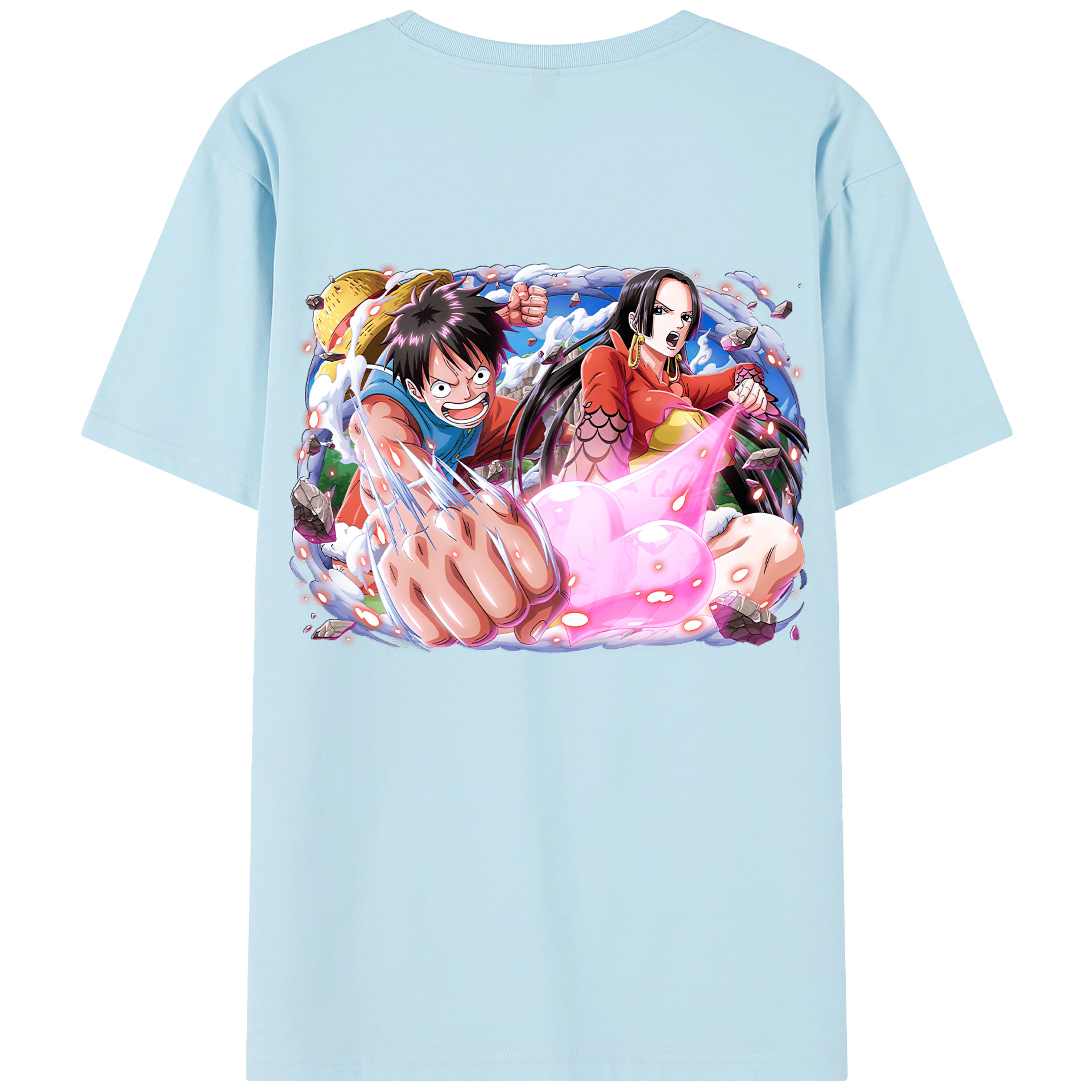 ワンピース モンキー・D・ルフィ ONE PIECE Monkey D. Luffy 綿100％半袖Tシャツ（背面プリント）